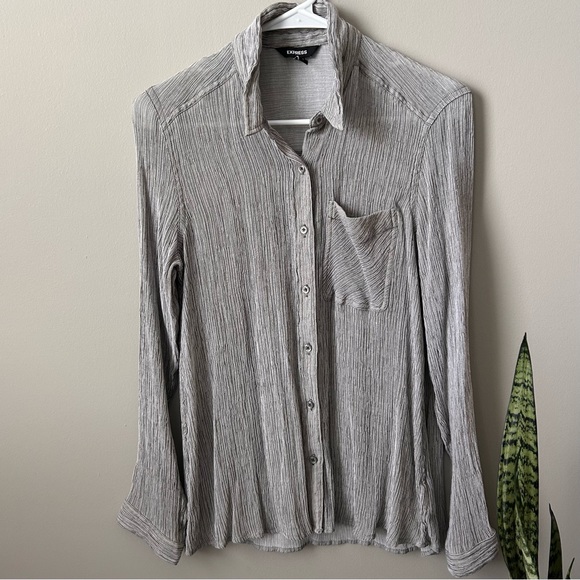 Express Gray and Black Small Button Down - Picture 1 of 5
